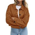 thumbnail image 1 of Chaqueta Corta de Ante Sintético para Mujer, Informal, Ligera, para Otoño e Invierno. Marrón L, 1 of 8