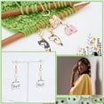 thumbnail image 4 of 2 Sets 2 Style Cat Alloy Enamel Charm Locking Stitch Marker Crochet Leverback Hoop Lobster Clasp Charm Mixed Color 34~40.5mm 1 set/style, 4 of 6