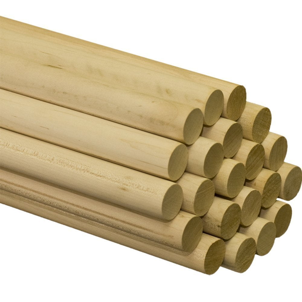 Unfinished Wooden Dowel Rods 1” x 72” Hardwood Sticks Crafts Pack Of 10