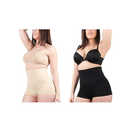 

MeMoi 2 Pack High-Waisted Boy Short Nude-Black 1X