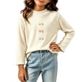 thumbnail image 2 of FAIWAD Girls Ribbed Knit Shirts Cute Long Sleeve Crew Neck Bow Tops Fall Casual Daily Clothes, 2 of 7