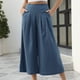 thumbnail image 1 of Pantalón capris con bolsillo para mujer pantalón suelto y fluido cómodo pantalón palazzo ropa diaria, 1 of 8