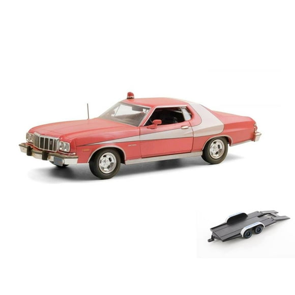 Diecast Car w/Trailer - 1976 Ford Gran Torino Weathered version, Starsky & Hutch - Greenlight 84121 - 1/24 scale Diecast Model Toy Car