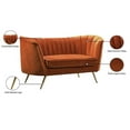 thumbnail image 5 of Pemberley Row Velvet Cognac Loveseat Rectangular Contemporary 65" Unassembled, 5 of 8