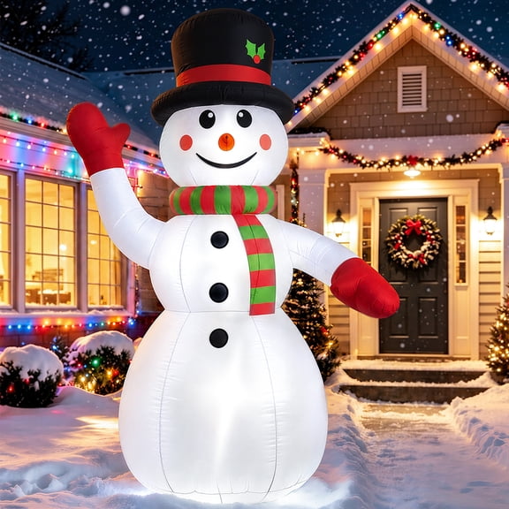 8 ft Christmas Snowman Inflatable with LED Lights, Blow up Outdoor Yard Lawn Decoration for Holiday Decor