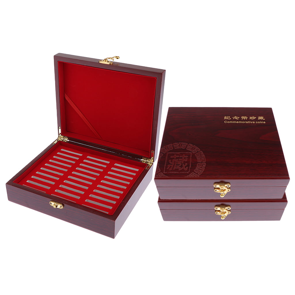 Wooden Coin Box for 30 pcs 46mm Coins/Medals Collection 