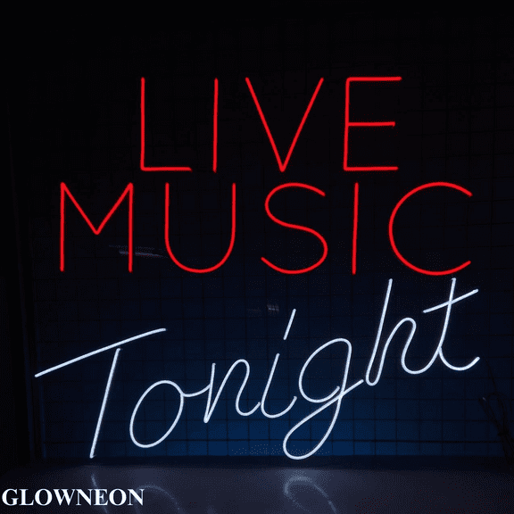Glowneon Live Music Tonight Neon Sign, Live Music Bar Wall Led Sign