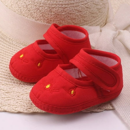 

OUTAD Flower Baby Girls Shoes Anti-skid Soft Outsole Lovely Bowknot Toddlers Shoes red