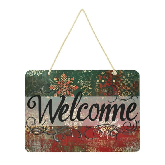 Welcome Sign for Front Door Farmhouse Wall Porch Fall Home Outside Indoor Christmas Decor 14"x10" PVC Christmas Themed Snowflakes