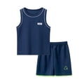 thumbnail image 2 of Cethrio Boys Activewear Outfit Sets, Sleeveless Running Quick-drying 2 Piece Kids Athletic Clothing Sets Navy Size 7-8 T, 2 of 8