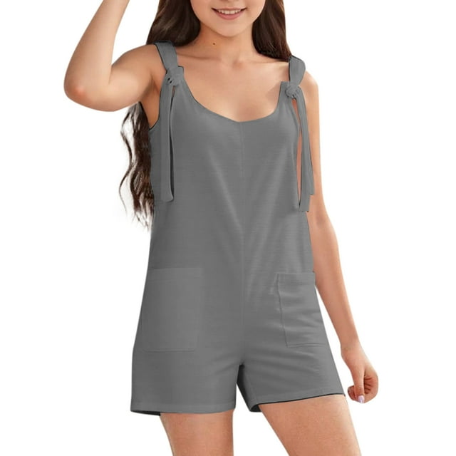 Zecgelong Girls' Solid Colored Short Overalls(5 13Years) Girls Animal Print Sets