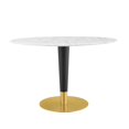 thumbnail image 1 of Modway Zinque 47" Oval Modern Metal/Artificial Marble Dining Table in White/Gold, 1 of 6