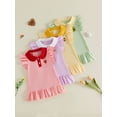 thumbnail image 3 of BemeyourBBs Toddler Baby Girls Summer Ruffled Dress 12 18 24 Months 2 3 4 5 Years Avocado Sunflower Tulip Strawberry Embroidered Buttons Fly Sleeve Casual Dress, 3 of 9