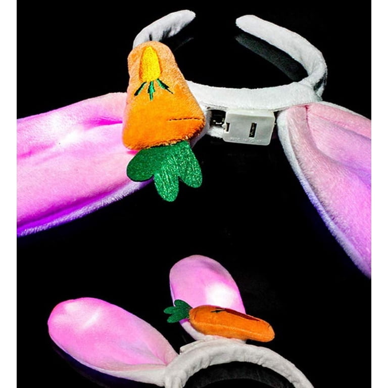 LED Bunny Ear Headband, Plush Light Up Rabbit Ears Headband  display picture 1