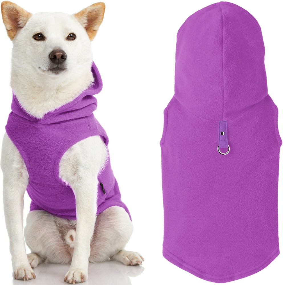 Gooby Fleece Vest Hoodie Dog Sweater Purple, Large Warm Pullover