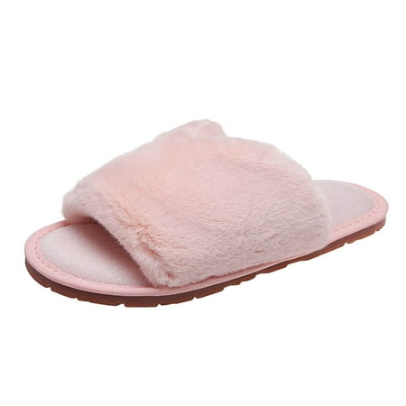 

Pgeraug womens slippers Women s Fashion Solid Color Plus Size Warm And Comfortable Slippers mens slippers Pink 37