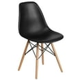 thumbnail image 3 of Emma + Oliver Black Plastic Chair with Wooden Legs, 3 of 13