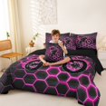 thumbnail image 4 of Manfei Motocross Rider 7-Piece Twin Bedding,Modern Geometric Hexagonal Print Bedding Comforter Set,Pink,Black Reversible, 4 of 7