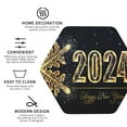 thumbnail image 3 of Honeii Happy New Year 2024 (5) print Leather Coaster Set of 4, ideal for safeguarding your furniture from drinks spills and effortless cleanup-Hexagon, 3 of 6