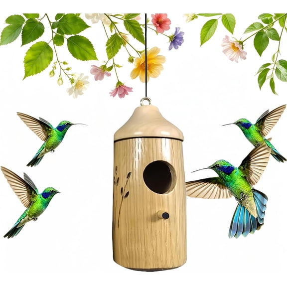 Wooden Hummingbird House, Outside Hanging Hummingbird Houses, Hummingbird Birdhouse & Nesting Box, Garden Hummingbird Houses that Work, Small Bird Cottage for Outdoors, Nature Lovers (A*1 PC)