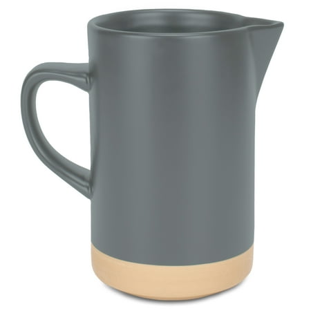 Nat & Jules Raw Bottom Matte Grey 40 ounce Ceramic Pitcher Jug