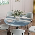 thumbnail image 5 of Vintage Blue Farmhouse Round Tablecloth for 36-44 Inch Tables, Fitted Table Cover with Elastic Edge, Retro Wooden Country Waterproof Outdoor Table Cloth Protector for Patio Garden Dinner Picnic, 5 of 9