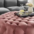 thumbnail image 5 of Round Ottoman Accent Tufted Chair , Pink, Velvet, Modern Contemporary, Living Lounge Cafe Room Hotel Lobby Hospitality, 5 of 6