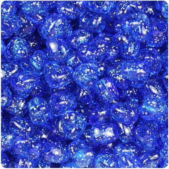 BeadTin Dark Sapphire Sparkle 12mm Heart Pony Beads (250pcs)