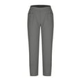 thumbnail image 7 of Cotton Linen Pants for Women Drawstring Elastic Waist High Waisted Trouser Baggy Relaxed Fit Pull On Stretch Beach Trousers Dressy Flowy Outfits with Pockets, 7 of 7