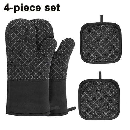 

Oven Mitts and Pot Holders 4 Pcs Set Non Slip Heat Resistant Silicone Oven Gloves Microwave Gloves Kitchen Mitten for Baking Cooking BBQ