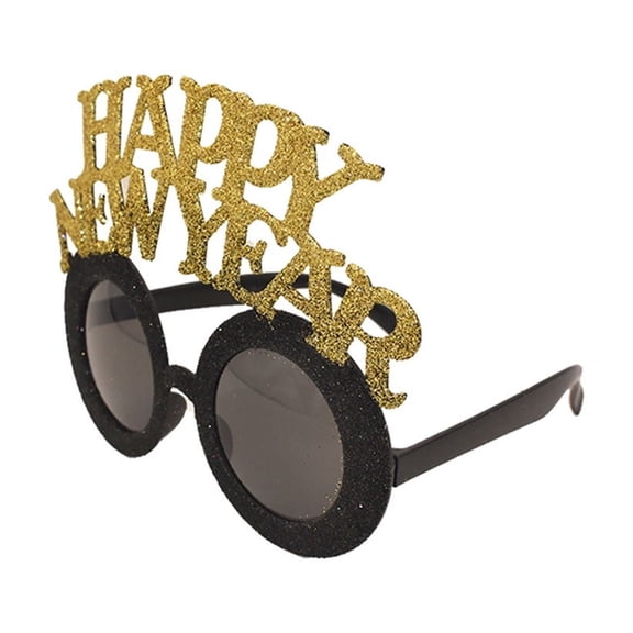 GOOHOCHY Eyewear Round Golden Black Plastic Eyeglass For New Year Celebration