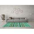 thumbnail image 3 of Ahgly Company Indoor Rectangle Oriental Turquoise Blue Modern Area Rugs, 7' x 10', 3 of 4