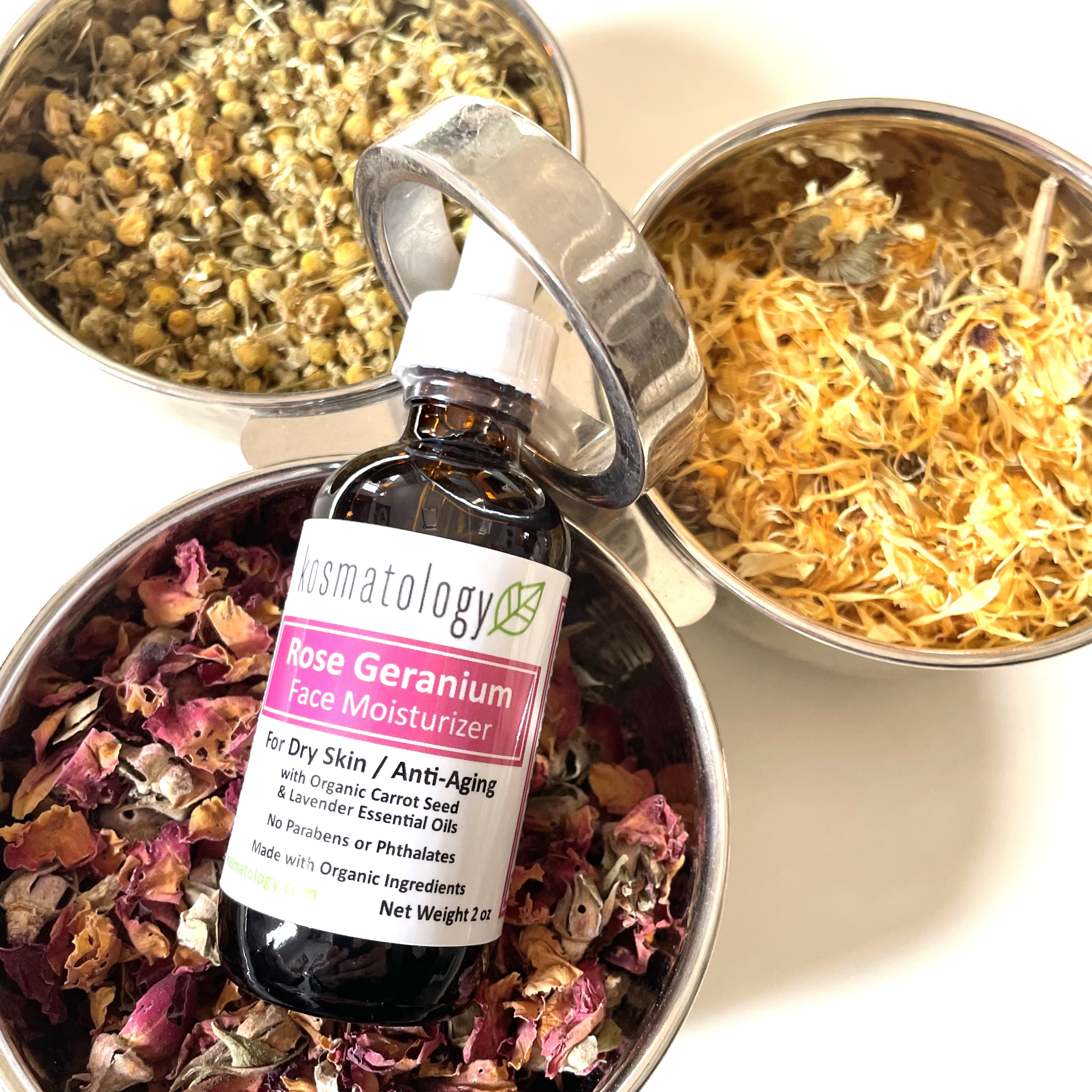 kosmatology® Rose Geranium Organic Facial Moisturizer for Dry and Aging Skin | Vegan | 2 fl oz