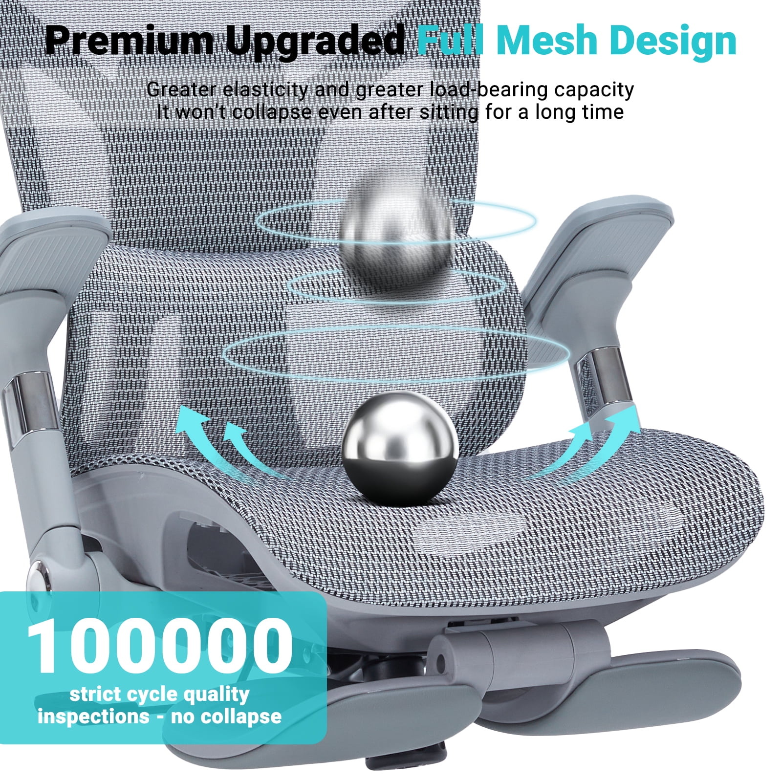 400lbs Ergonomic Office chair with Footrest, High-Back Mesh Desk chair with Adjustable Lumbar Support & Headrest & Armrest, Comfy Computer Gaming chair with Heavy Duty Base for Work, Home & Gaming