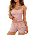 thumbnail image 2 of Audhol Womens Summer Pajamas Sets Pajama Sets for Women 2 Piece Short Sleeve Shirt And Short Pj Sets Woman Y2K Sleepwear, Pink, 2 of 5