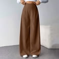 thumbnail image 4 of Comdrip Women's Pants Women's Loose Pleated Front Long Pants Wide Leg Trousers Solid Causal Dress Pants Women Brown M, 4 of 9