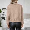 thumbnail image 5 of Ladies Casual Jacket Baeitkot Ladies Fashionable Short Zipper Women Jacket Solid Color Jacket Casual Jacket Khaki XXL, 5 of 9