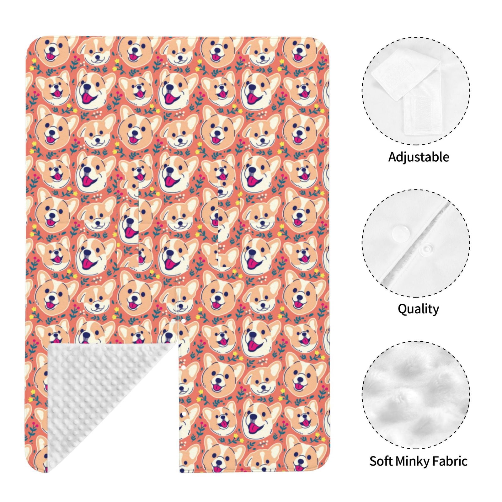 Car Seat Cover Baby - Corgi Head with Floal Breathable Infant Car Seat Cover for Baby Carseat, Lightweight Comfort Baby Essentials Must Haves Newborn Stuff for Girl Boy