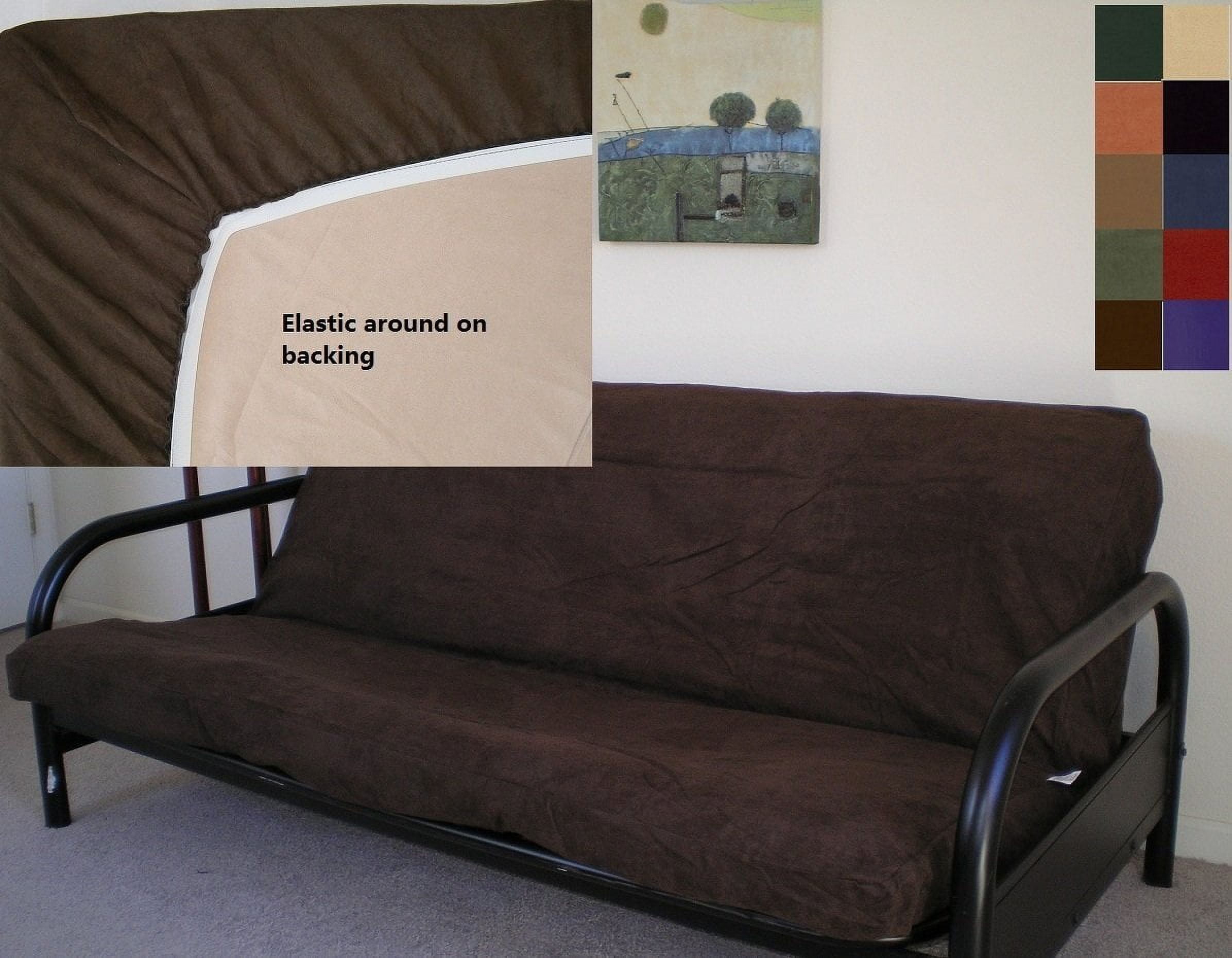 OctoRose Easy Fitted Bonded Classic Soft Micro Suede Futon Mattress Cover Full Size Navy Blue