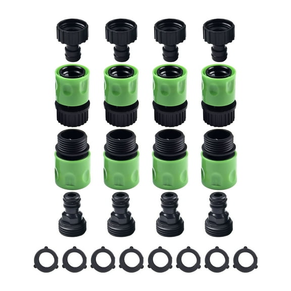Garden Hose Quick Connect Set 3/4" Plastic Fittings Male Female Connectors 16-Piece Kit
