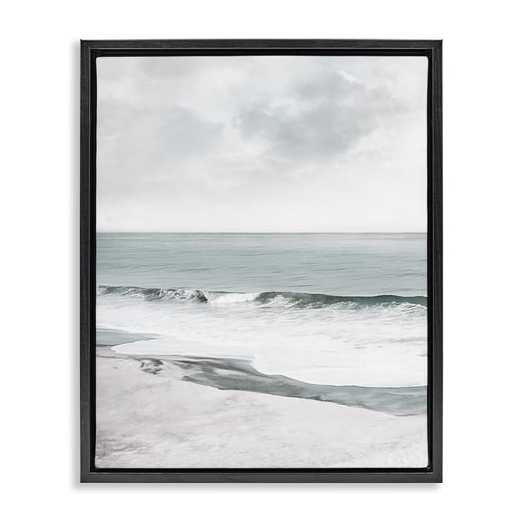 Stupell Industries Traditional Curling Ocean Waves Black Floating Frame Canvas Art, 17 x 21, by Mike Calascibetta