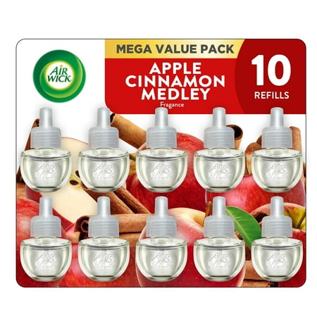 Air Wick Plug-In Scented Oil Air Freshener Warmer Refills, Apple Cinnamon Medley, 10 Count