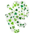 thumbnail image 2 of Gelikeya St Patricks Day Pajamas Toddler Boys Girls Cartoon Shamrocks Prints Long Sleeve Shirts and Pants 2 Piece Outfit Casual Crewneck Loungewear Pullover Kids Clothes Green 6-7 Years, 2 of 5