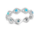 thumbnail image 4 of CHOOSE YOUR COLOR Eternity Evil Eye Clear CZ Blue Simulated Opal Ring Sterling Silver Band White Female Size 6, 4 of 4