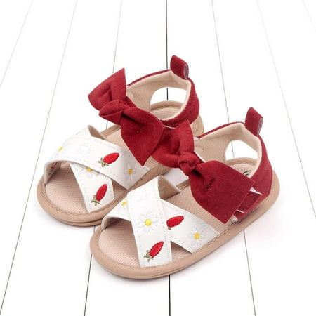 

Binmer Toddler Baby Summer Soft Bottom Casual Sandals Bowknot Embroidery Cute Princess Shoes