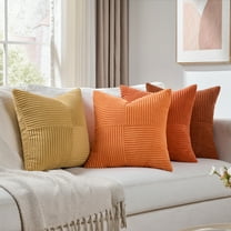 Fancy Homi Set of 4 Boho Fall Decorative Throw Pillow Covers 20x20 inch for Couch Bed Sofa Bedroom, Modern Farmhouse Home Decor, Soft Cross Striped Corduroy Patchwork Colorful Cushion Case 50x50cm