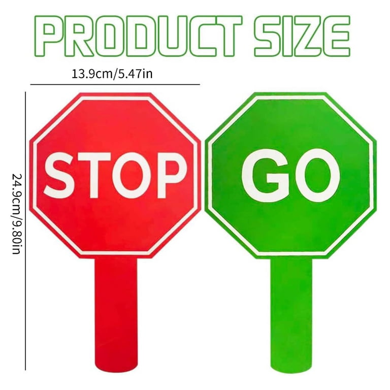 10PCS Reversible Handheld Sign with Stop/Go for School , Roadside