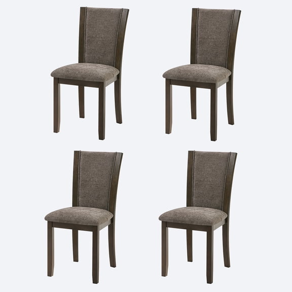 Nmkwnr Pack of 4 Armless Dining Chairs with Wooden Frame, Upholstered Seat Side Chair for Dining Room, Living Room, Kitchen, Dark Brown