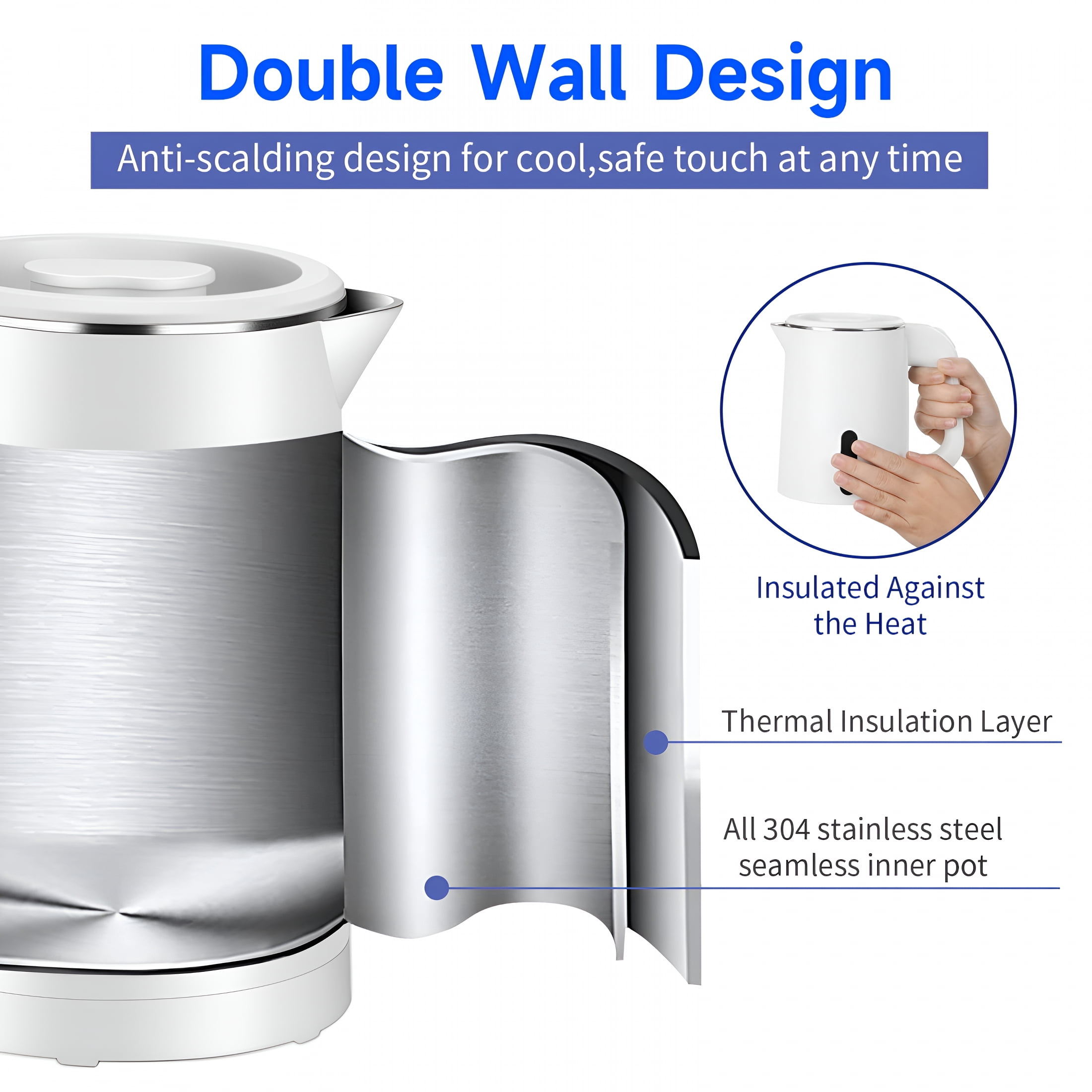 HIBIBUD 2026 New Small Electric Tea Kettle Stainless Steel,0.8L Portable Mini Hot Water Boiler Heater,Travel Electric Coffee Kettle with Auto Shut-Off & Boil Dry Protection Electric Tea Kettle Small