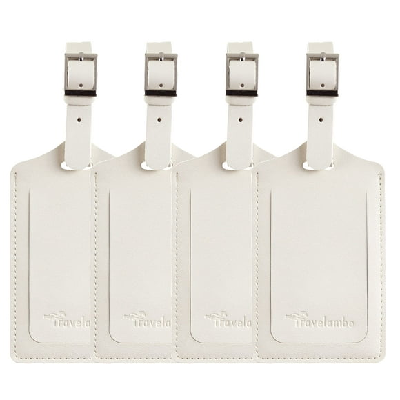 Etiquetas de equipaje Travelambo Leather, paquete de 4 para maletas (color marfil)